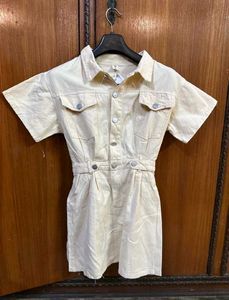 Cute Beige Mini Shirt Dress