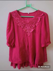 Pink Lace Detail Top