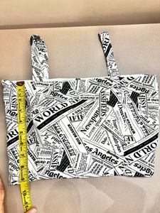 Newsprint Black &amp; White Cotton Crop Top