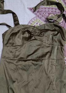 Satin  Olive Dress 💐🌹