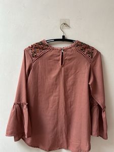 Embroidered Bell Sleeve Top