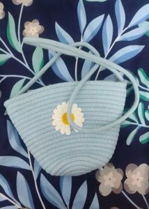 Blue Daisy Woven Crossbody Bag