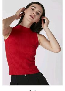 Korean Ribbed Sleeveless Turtleneck Top