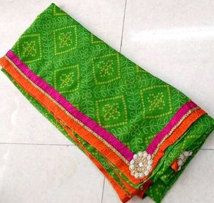 Green Gujarati Patchwork Saree 🥻
