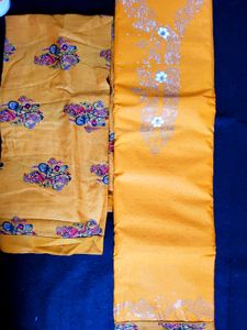 Cotton Semi-stitched Suit Printed Bottom N Dupatta