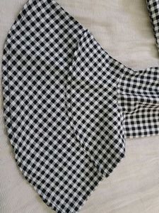 Gingham Floral Embroidered Top