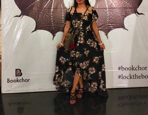 Women Ruffled Black Dress