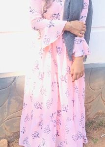 Peach Floral Tiered Dress