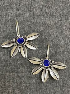 Oxidised Half Petals Hook Earring