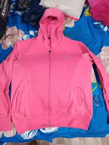 Pink Quilted Zip-Up Hoodie