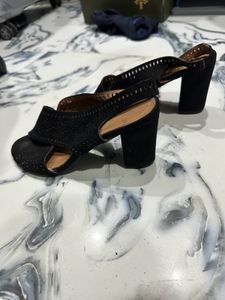 Black Suede Block Heels