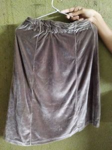 Olive Green Velvet Midi Skirt