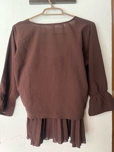 Brown Pleated Tank Top