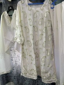 White Embroidered Salwar Kameez With Dupatta