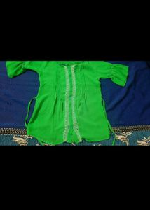 Green Button-Down Shirt Themed Top