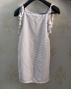 New White tie up sequins kurta
