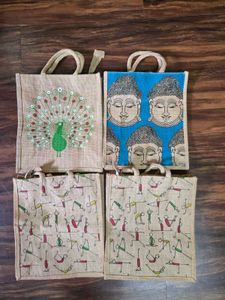 Set Of 4  Jute Bags