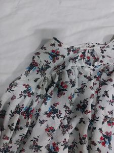Floral Print Flared Top