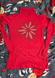 Red Turtleneck Top