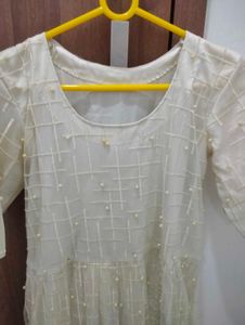 Elegant Ivory Pearl Embellished Dress