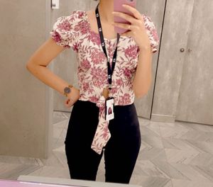 Floral Print Tie-Front Top