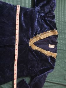 Blue Velvet Kurta Set