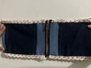Denim Lace Corset/ Waist Belt