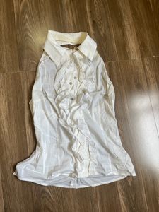 Ruffled Details Halter Neck With Collar Top