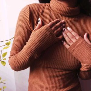 Ruched Turtleneck Mini Dress