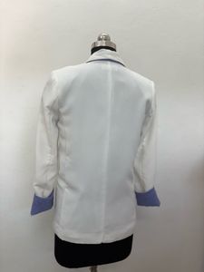 White Blazer with Blue Cuffs