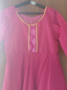 Pink Chiffon Anarkali Kurti