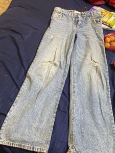 Wide Leg Ripped Jeans