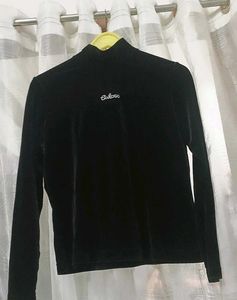 Velvet Black Half Turtle Neck Shirt