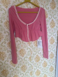 NewMe Pink Long Sleeve Crop Top