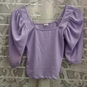Lilac Puff Sleeve Crop Top