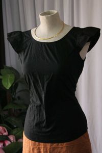 Black Flutter Sleeve Top