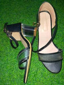 Stylish Black Transparent Girls Heels Uk 4.5 Diwal