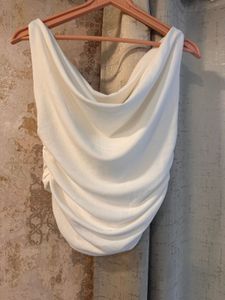 Uptownie White Off Shoulder Tank Top, Bust-34