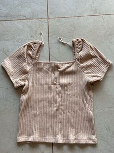 Ribbed Puff Sleeve Top