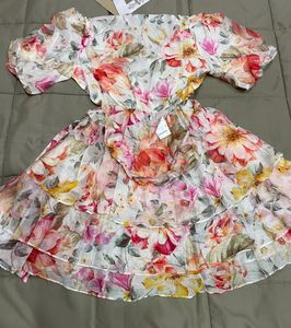 Forever New White &amp; Pink Floral Print SkaterDress