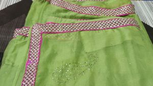 Beautiful Parrot Green Color Chiffon Saree