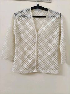 Elegant Sheer Plaid Blouse