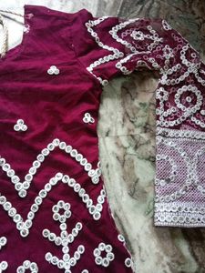 Maroon Embroidered Kurti