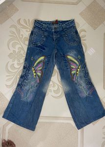 Butterfly embroidery Denim Pants