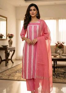 Pink Striped Kurta Set