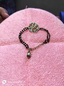 Beautiful Hand Mangalsutra With White Pearl Hanging And White Kundan Stone