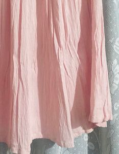 Pink Crinkled A-line Skirt