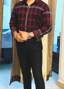 Men's Red and Black Plaid Shirt