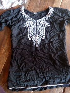 Embroidered Black Top