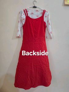 Red Pinafore Dress